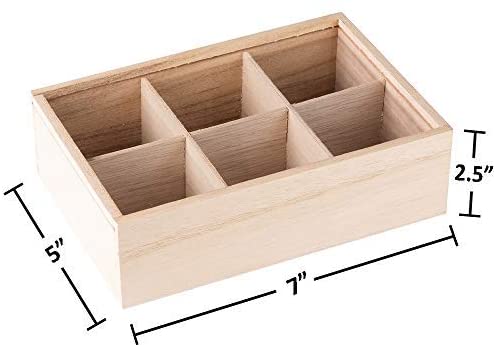 Six Sectional Wooden Box 7’’x5’’x2.5’’