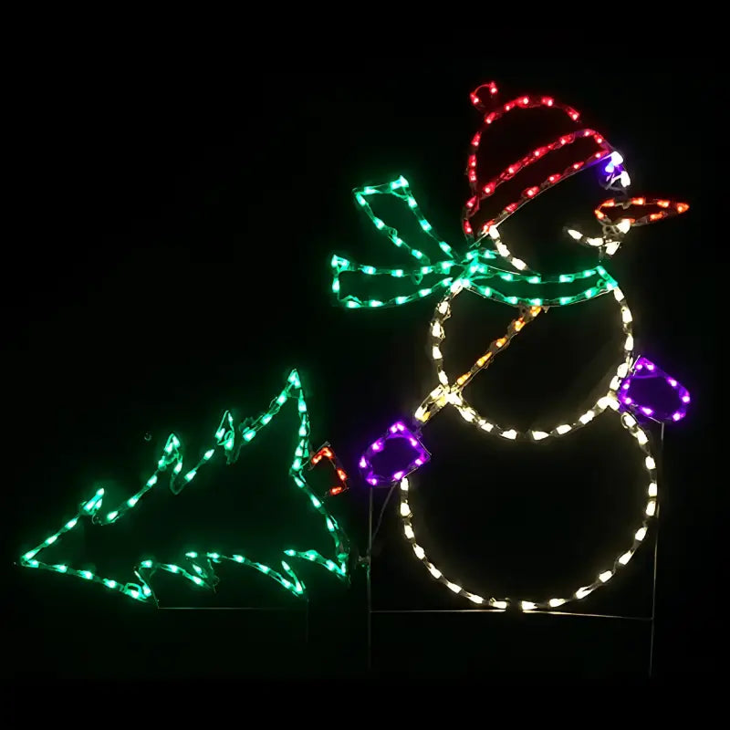 Snowman pulling Tree