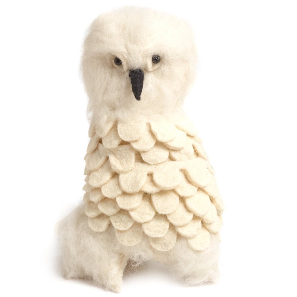 Snowy Owl Handmade Hand Felted Wool Christmas Tree Topper Arcadia Home