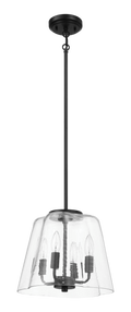 Soiree Four Candle Lights Pendant With Clear Glass - Black Finish