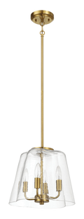 Soiree Four Candle Lights Pendant With Clear Glass - Satin Brass