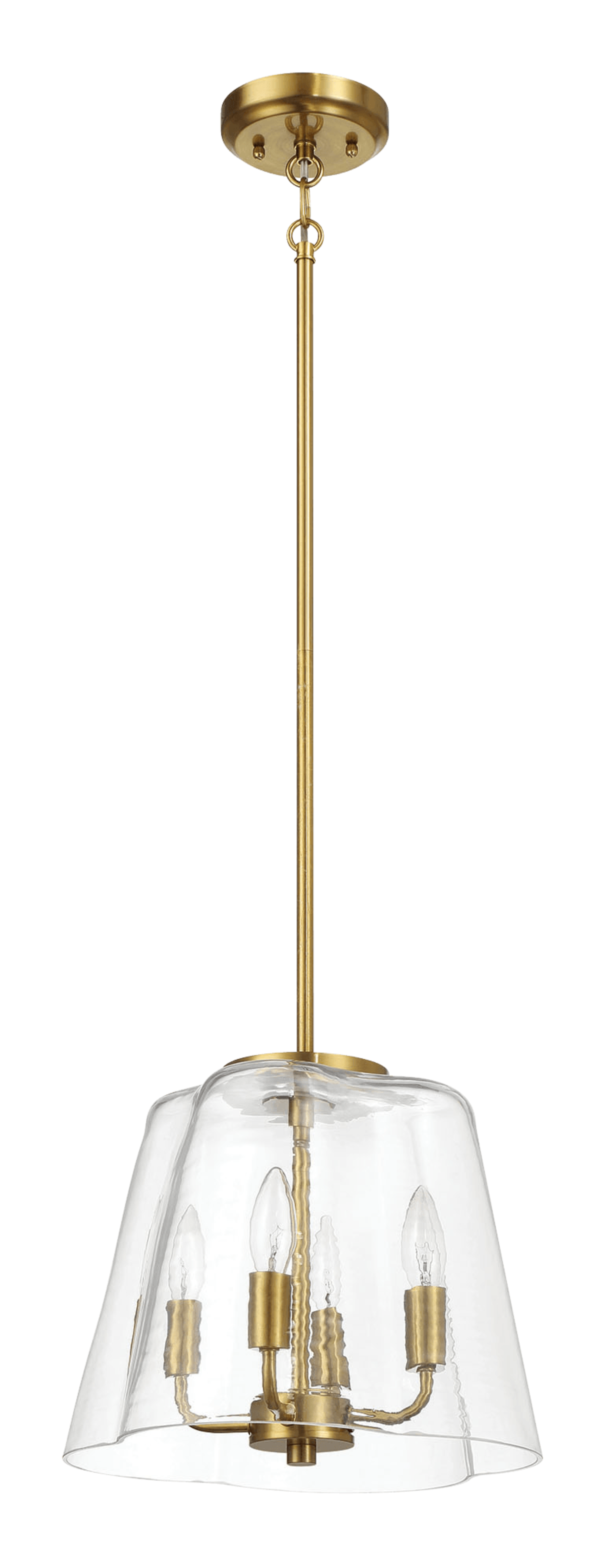 Soiree Four Candle Lights Pendant With Clear Glass - Satin Brass – Lux