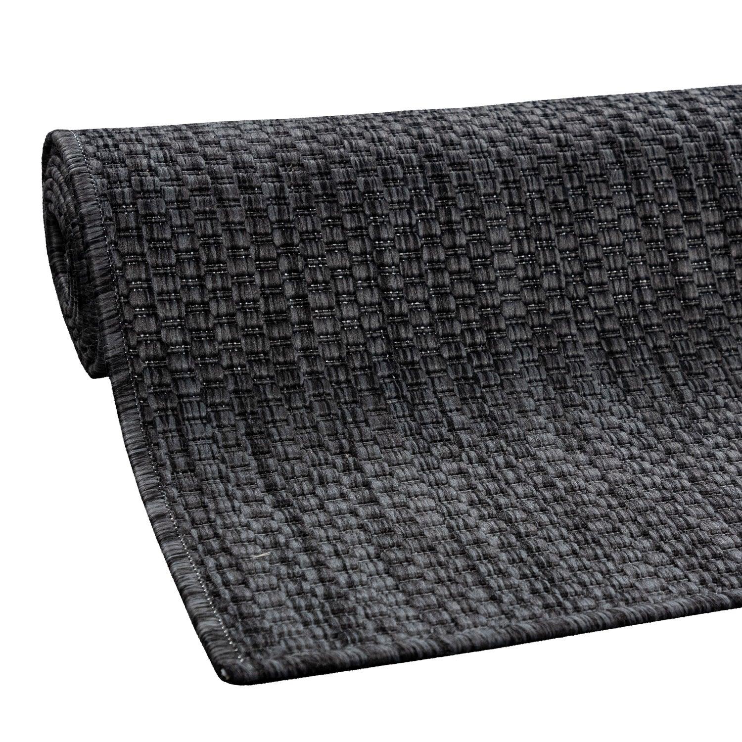 Solid Outdoor Rug for Patio or Balcony weatherproof in Mottled Anthracite