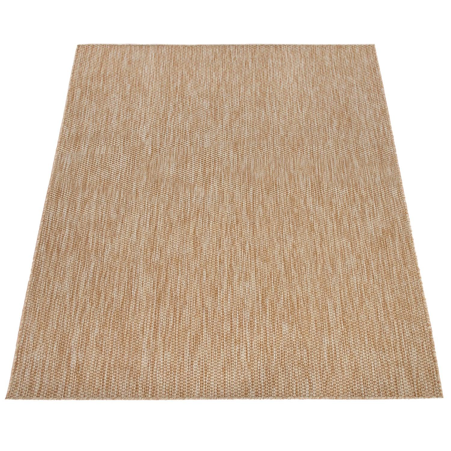 Solid Outdoor Rug for Patio or Balcony weatherproof Mottled Light-Brown Beige
