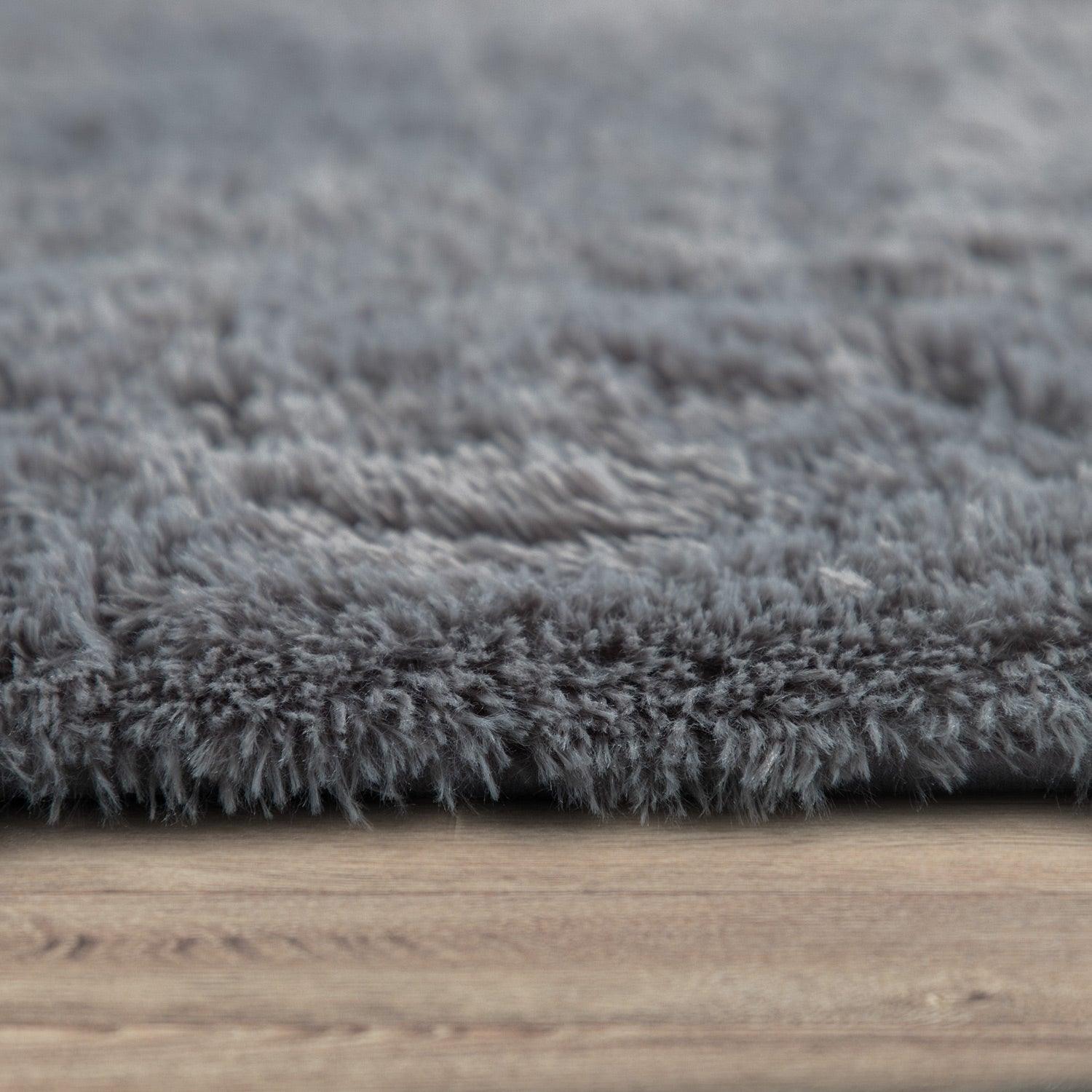 Solid Shag Rug Silky Soft & Fluffy In Grey