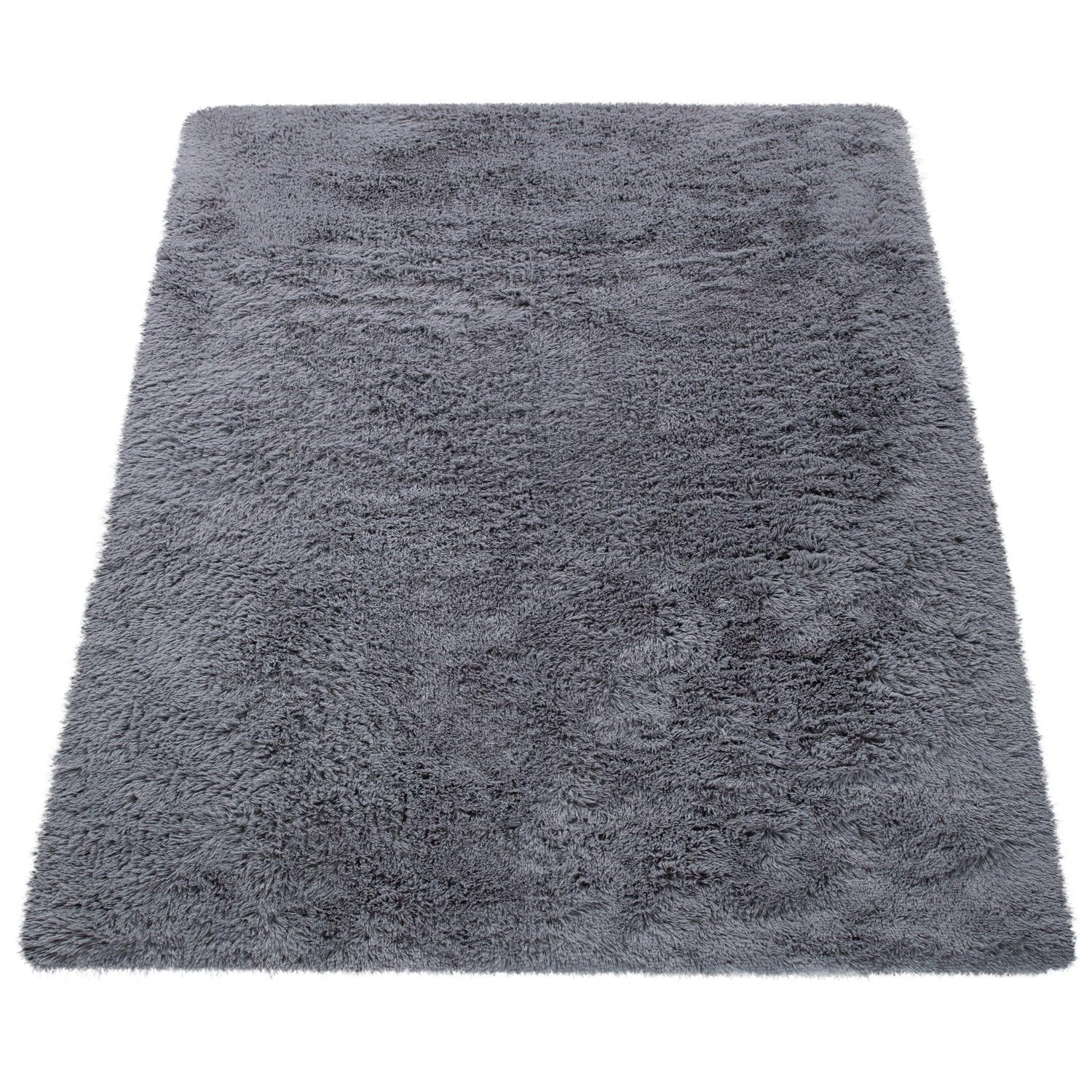 Solid Shag Rug Silky Soft & Fluffy In Grey
