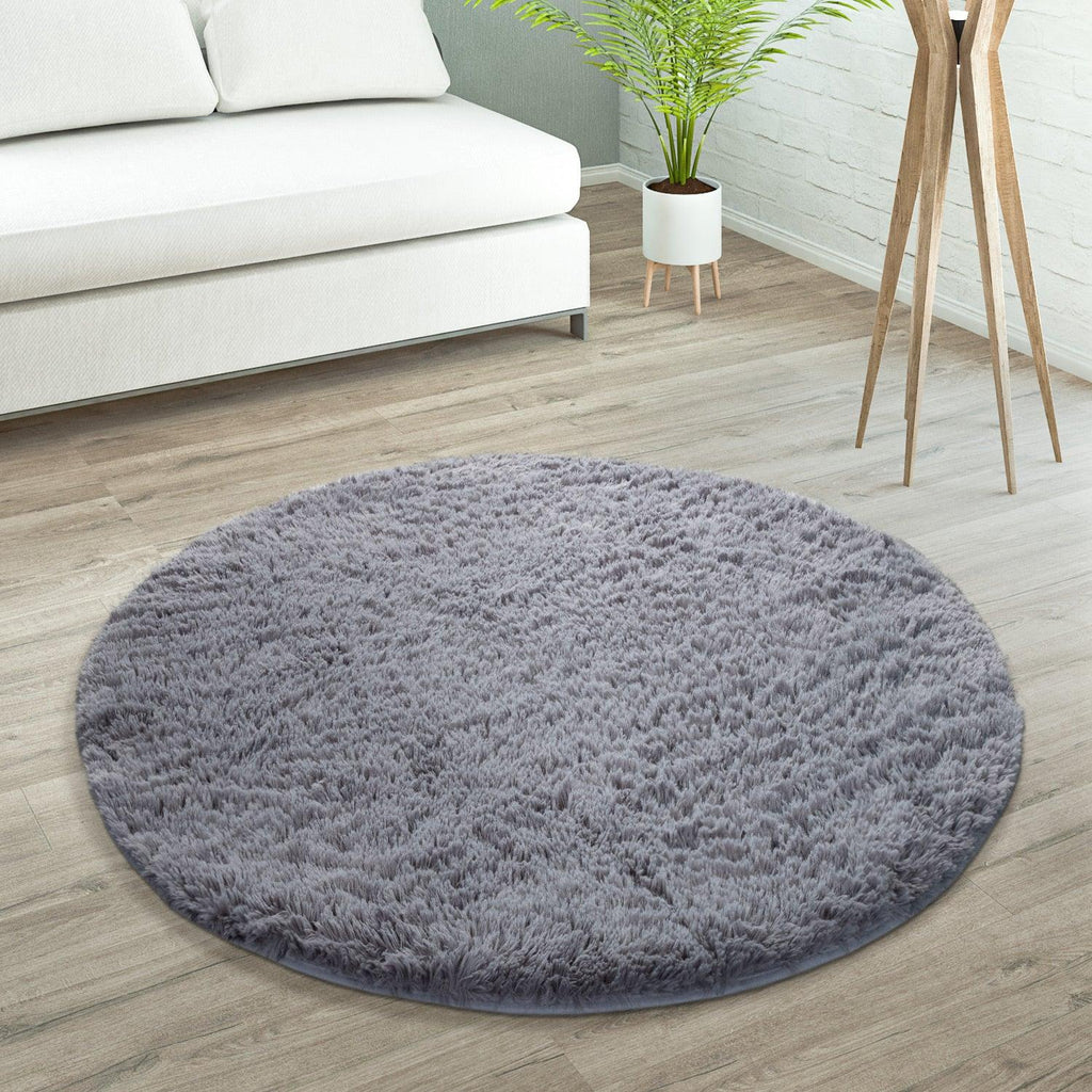 Solid Shag Rug Silky Soft & Fluffy In Grey