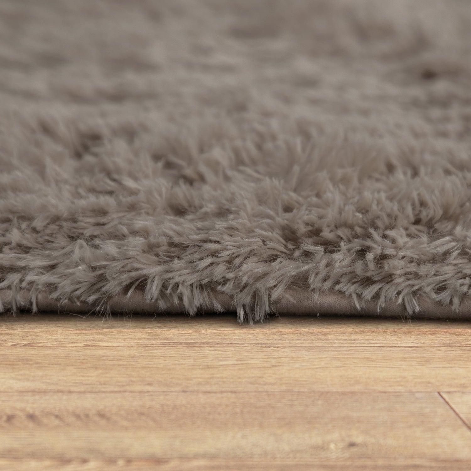 Solid Shag Rug Silky Soft & Fluffy In Light-Brown