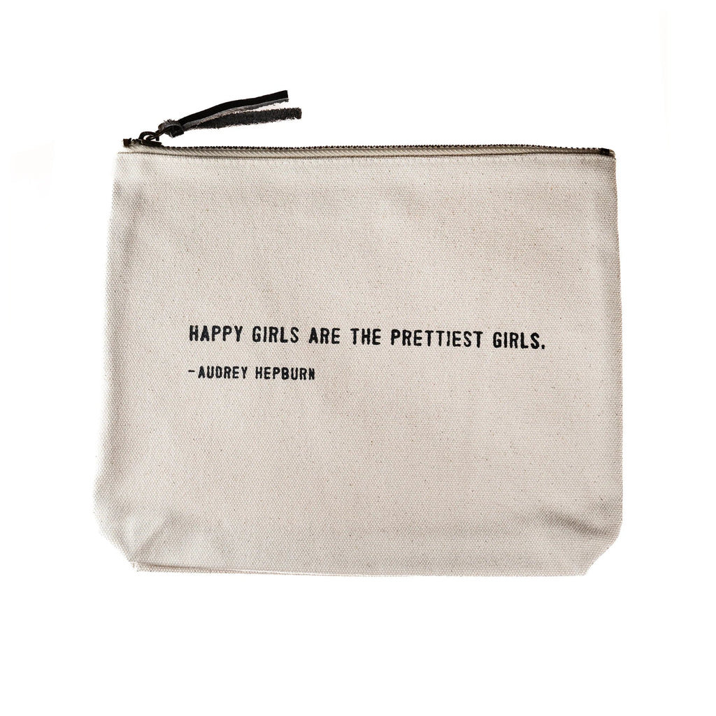Happy Girls (Audrey Hepburn Quote) Canvas Zip Bag