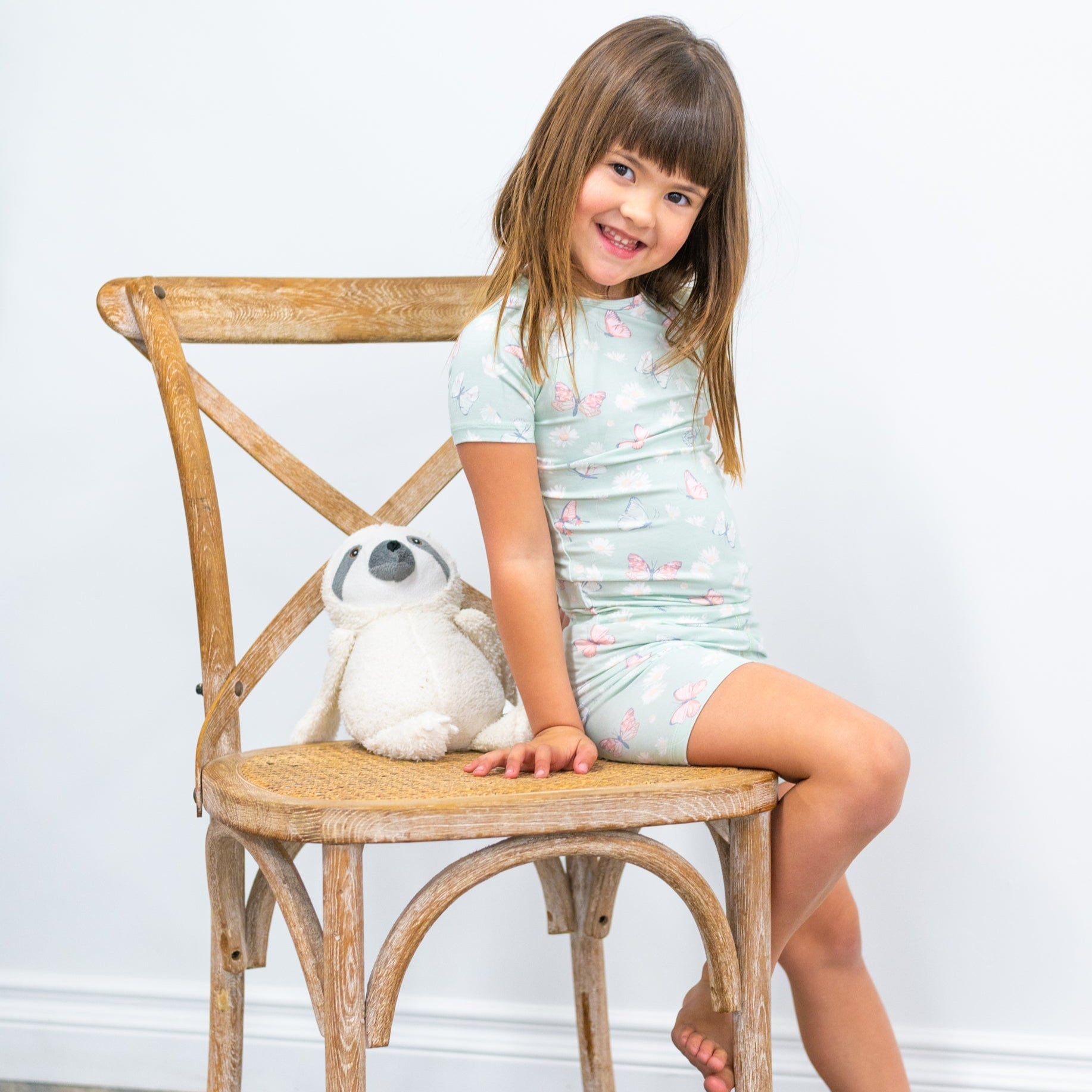 Mint Butterfly Daisy Bamboo Summer Pajama Set