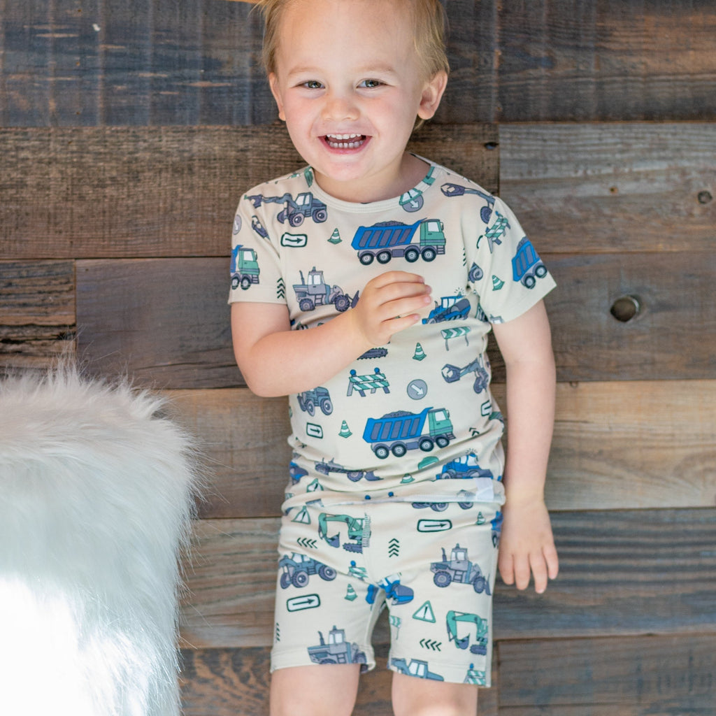 Trucks Diggers Construction  Summer Pajama Set