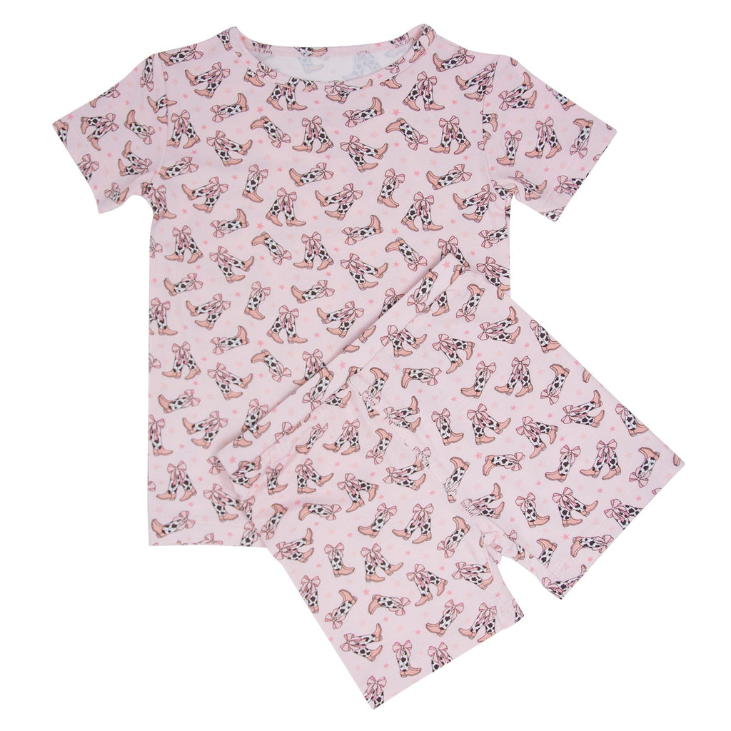 Cowhide Boots Bows Summer Pajama Set
