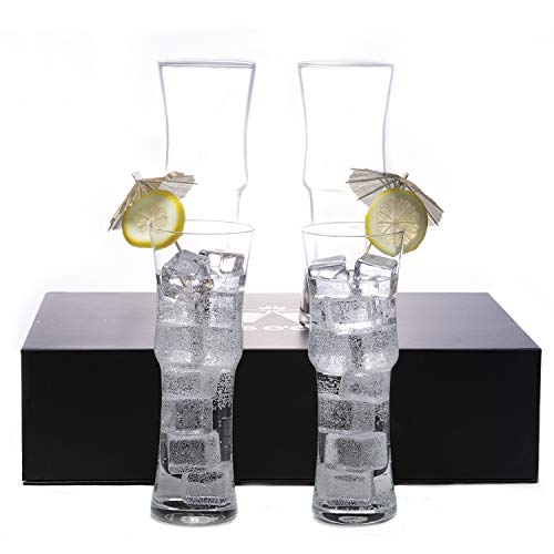 Tall Napoli Hurricane Cocktail Glasses - Handcrafted Cocktail Glass Set (15oz)