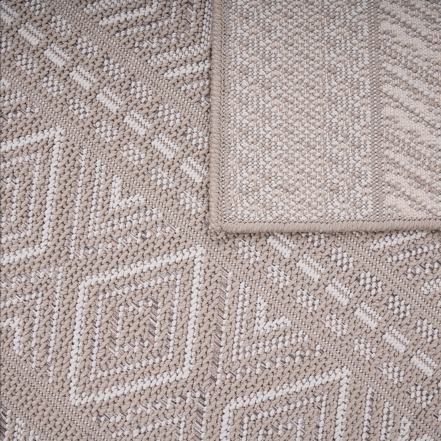 Outdoor Rug Vermont Stain-Resistant with Boho Pattern in Beige