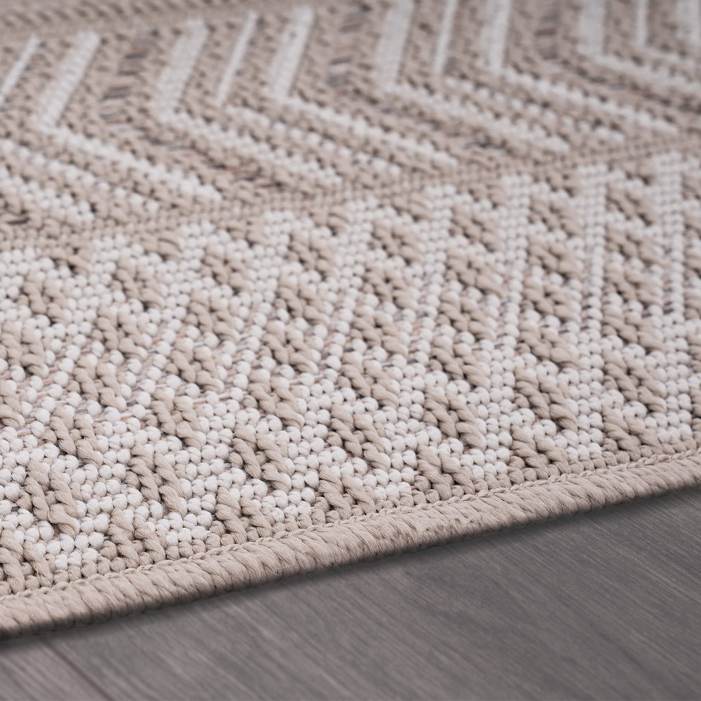 Outdoor Rug Vermont Stain-Resistant with Boho Pattern in Beige
