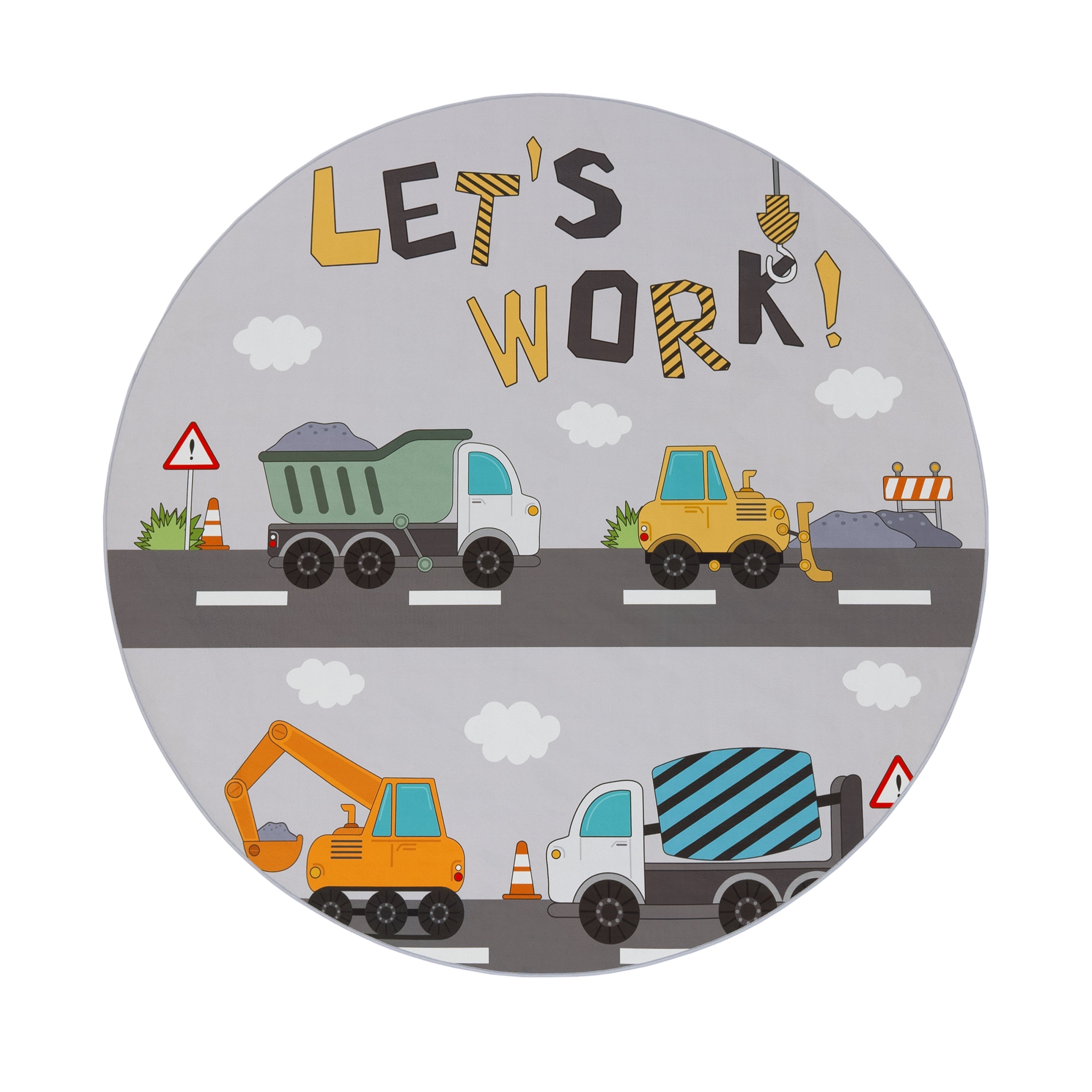 Kids Play-Mat Bob Construction Road with Trucks & Cranes