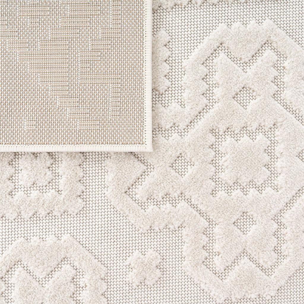 In- & Outdoor Rug Marrakesh High-Low Diamond Effect Pattern Cream