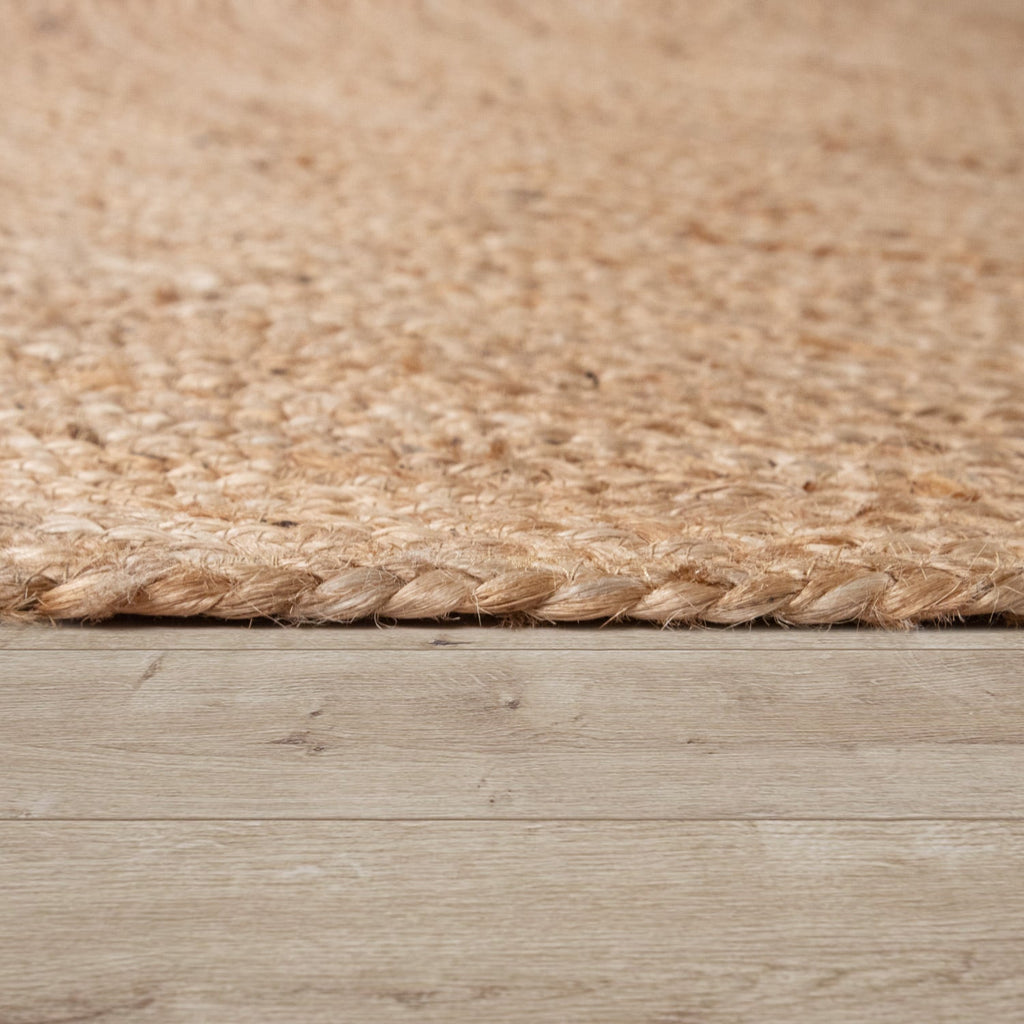 Jute Rug Kaia Hand-Woven with Decorative Circles in Nature Brown