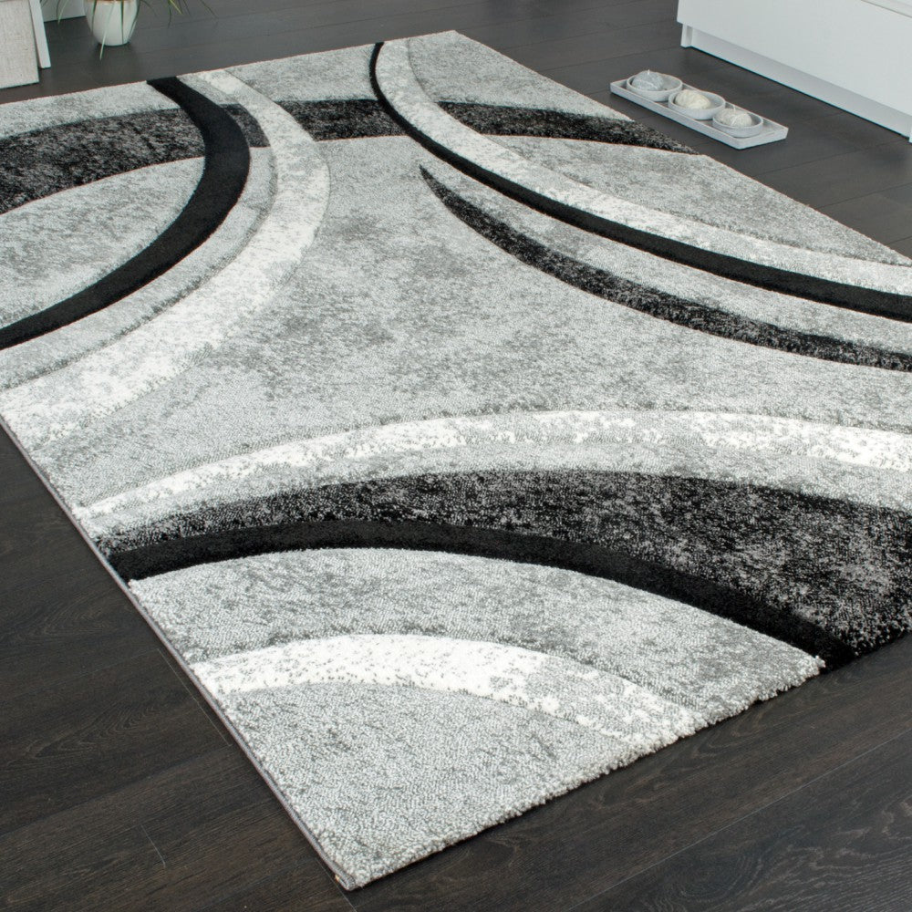 Area Rug Brilliance Grey White Geometric Pattern