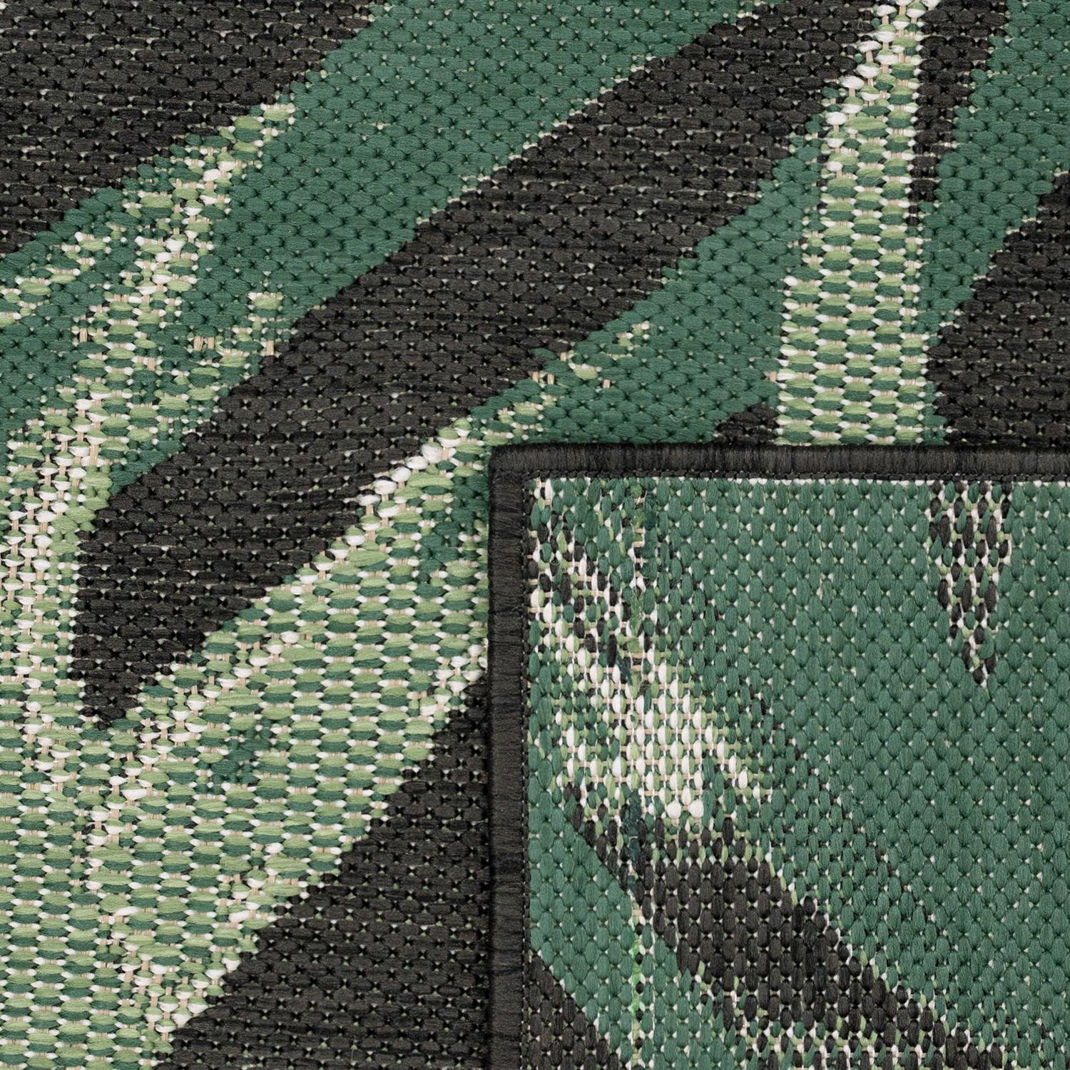 Tropical Outdoor Rug Ostende Palm Trees - Black Green