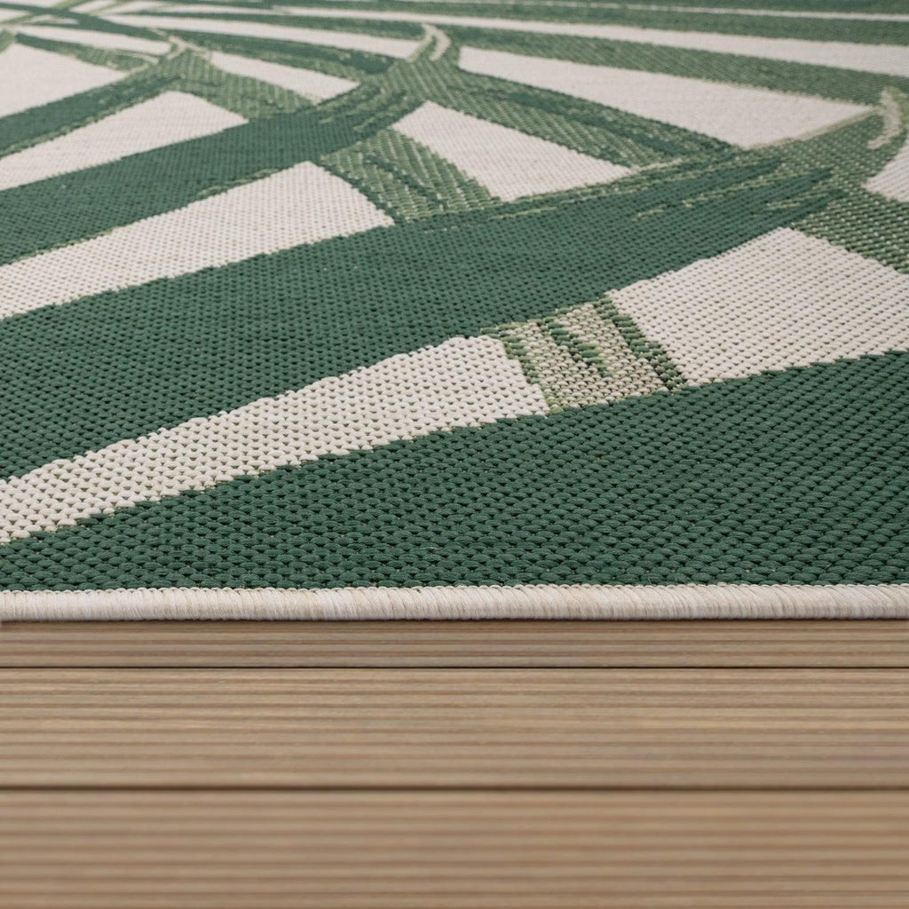 Tropical Outdoor Rug Ostende Palm Trees - Green Beige