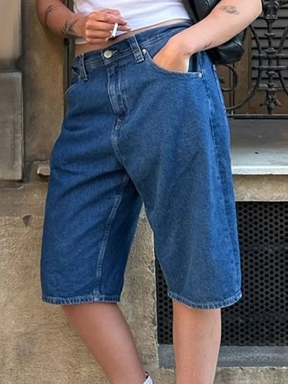 Urban casual regular washed loose women's denim pants