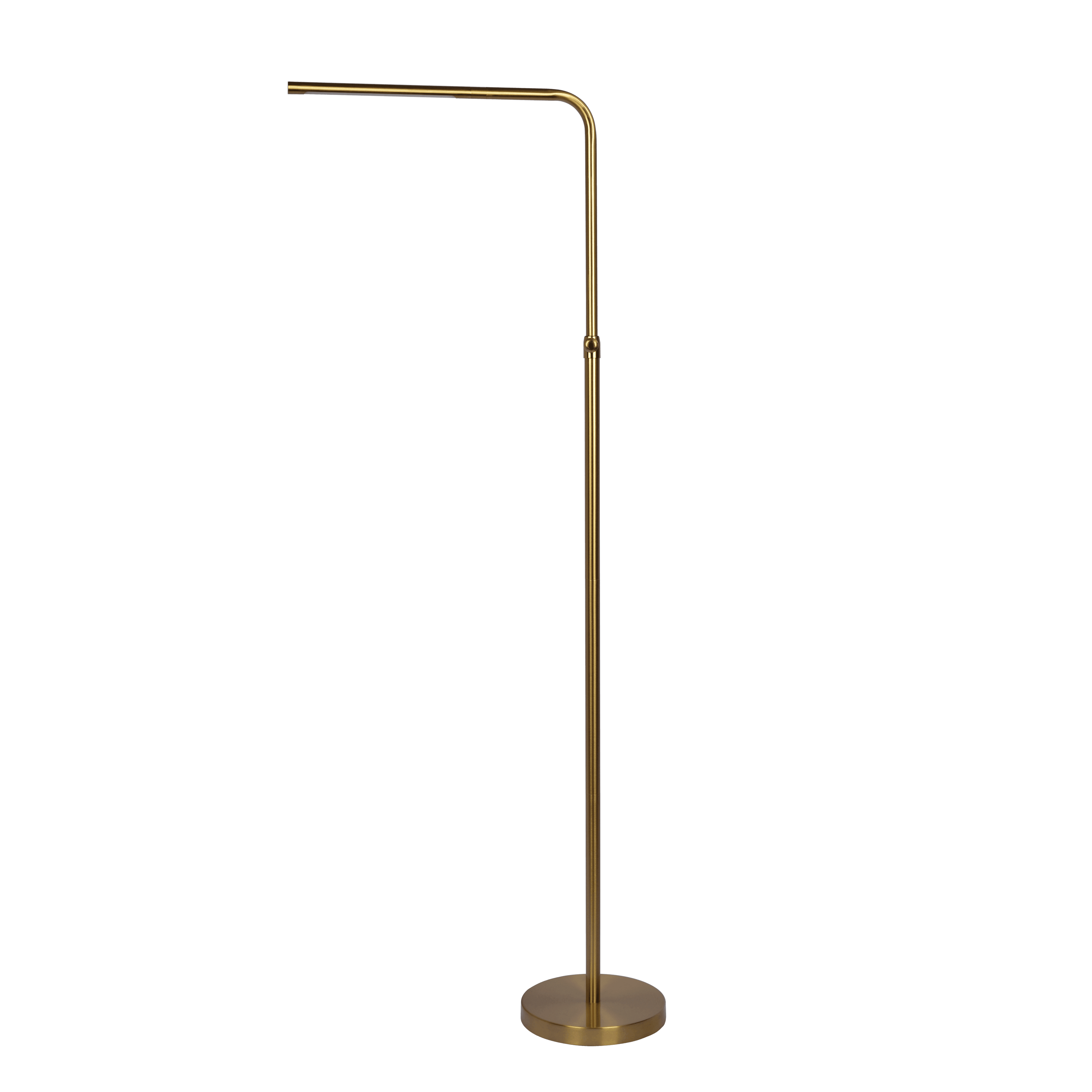Verve Brassed Gold Floor Lamp with On/Off Switch Adjustable Led Round 