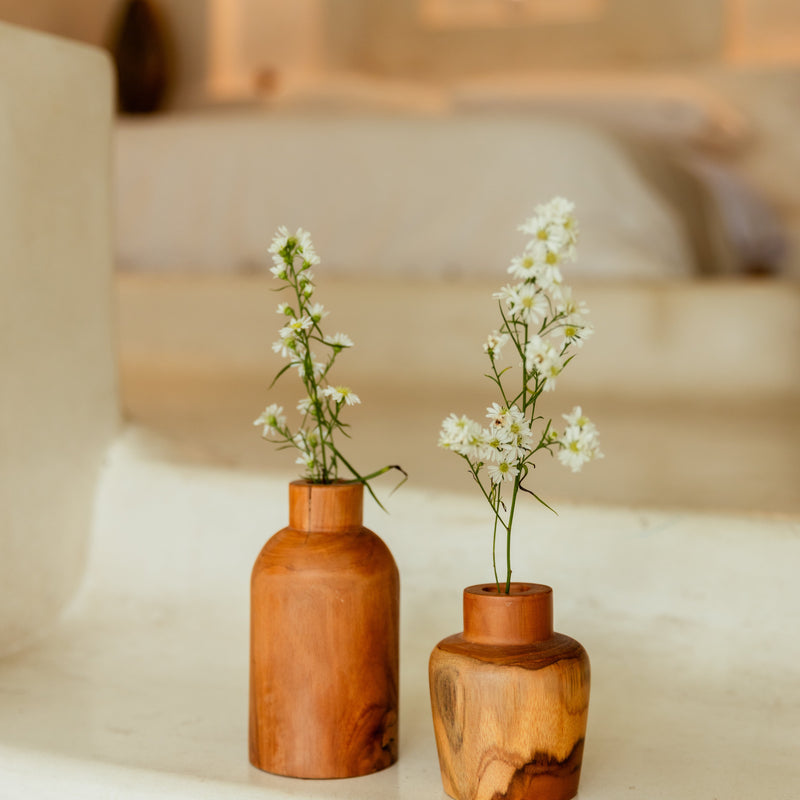 Teak Flower Vases