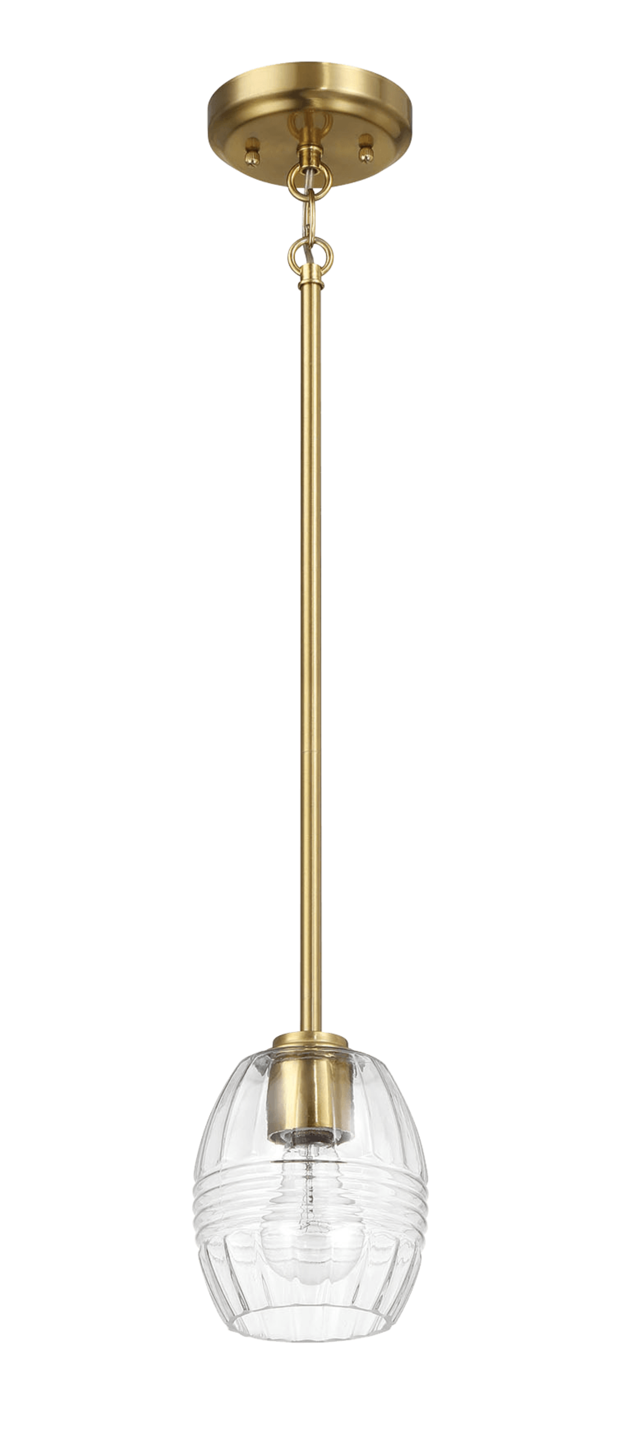 Vista Single Pendant Chain Hanging Light with Clear Glass - Satin Bras