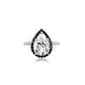 2.0ct Pear Cut Moissanite Black Halo Engagement Ring