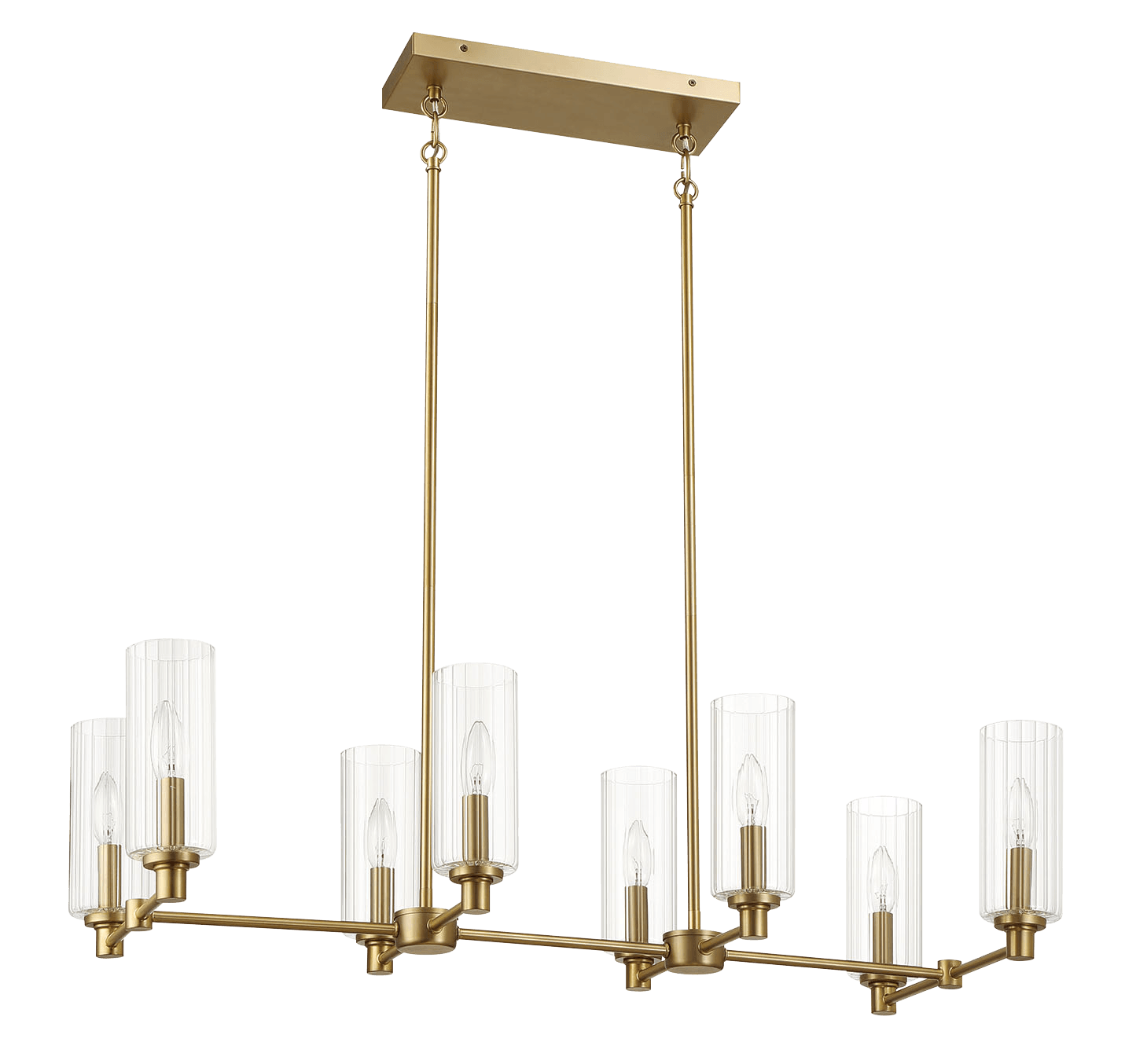Willow Eight Lights Island With Clear Ribbed Glass Pendant Lamp - Sati