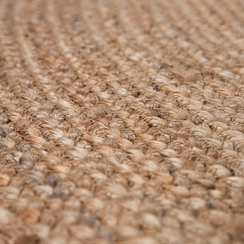 Jute Rug Kaia Hand-Woven with Decorative Circles in Nature Brown