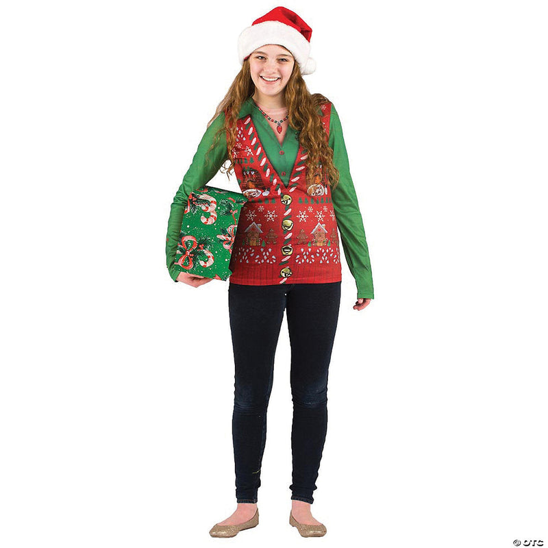 Women's Ugly Christmas Sweater Vest T-Shirt - Small