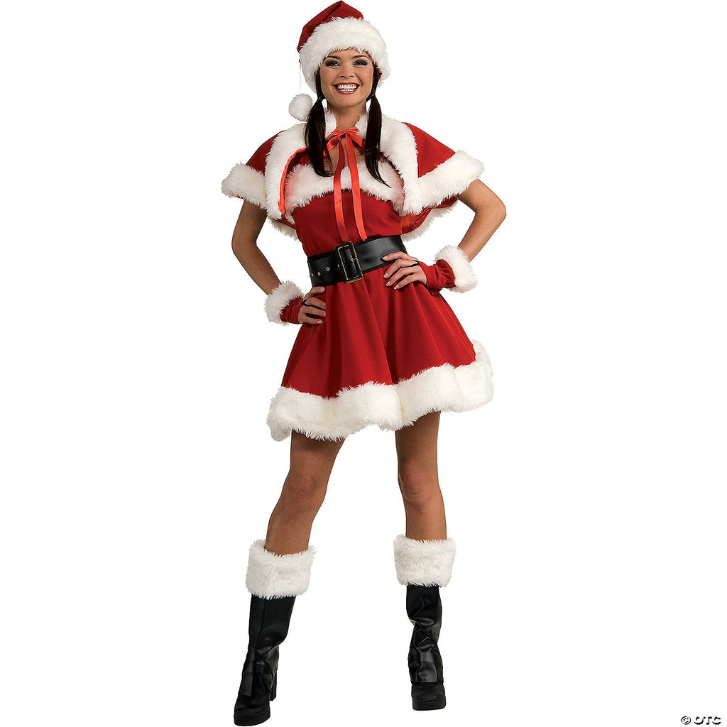 Women's Sexy Velvet Miss Santa Dress Costume - Medium