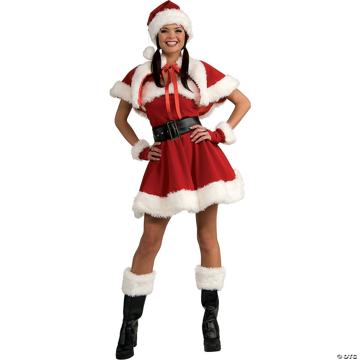 Women's Sexy Velvet Miss Santa Dress Costume - Medium