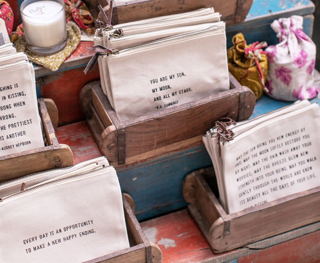 Happy Girls (Audrey Hepburn Quote) Canvas Zip Bag