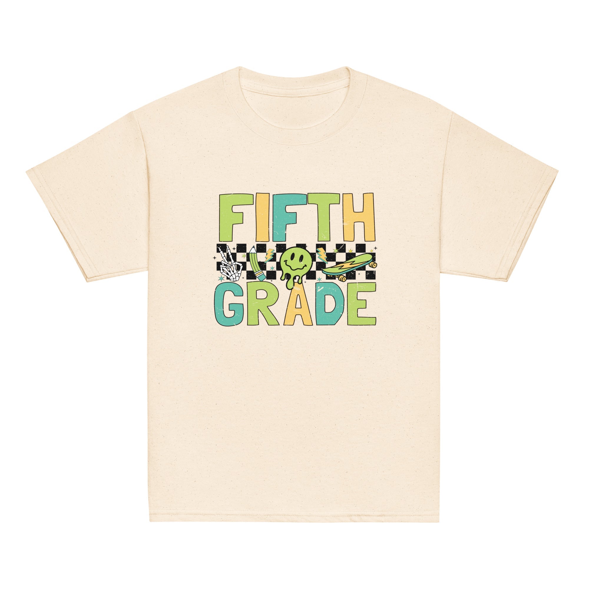 Fifth Grade T-Shirt Retro Skate Natural Shirt, Back to School T-Shirt Kids