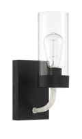Zephyr Single Light Sconce With Clear Glass Metal Black Finish