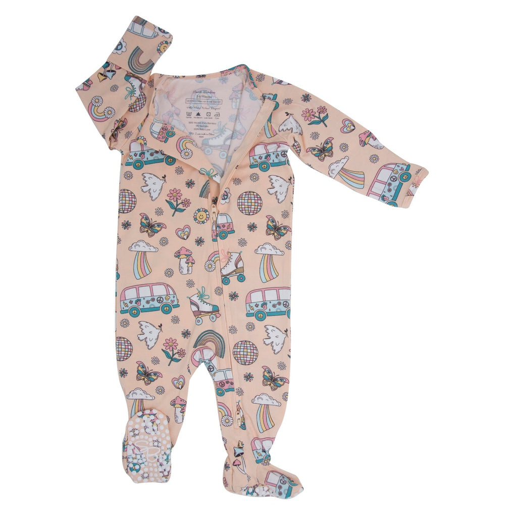 Retro Roller Skates Zipper Footie