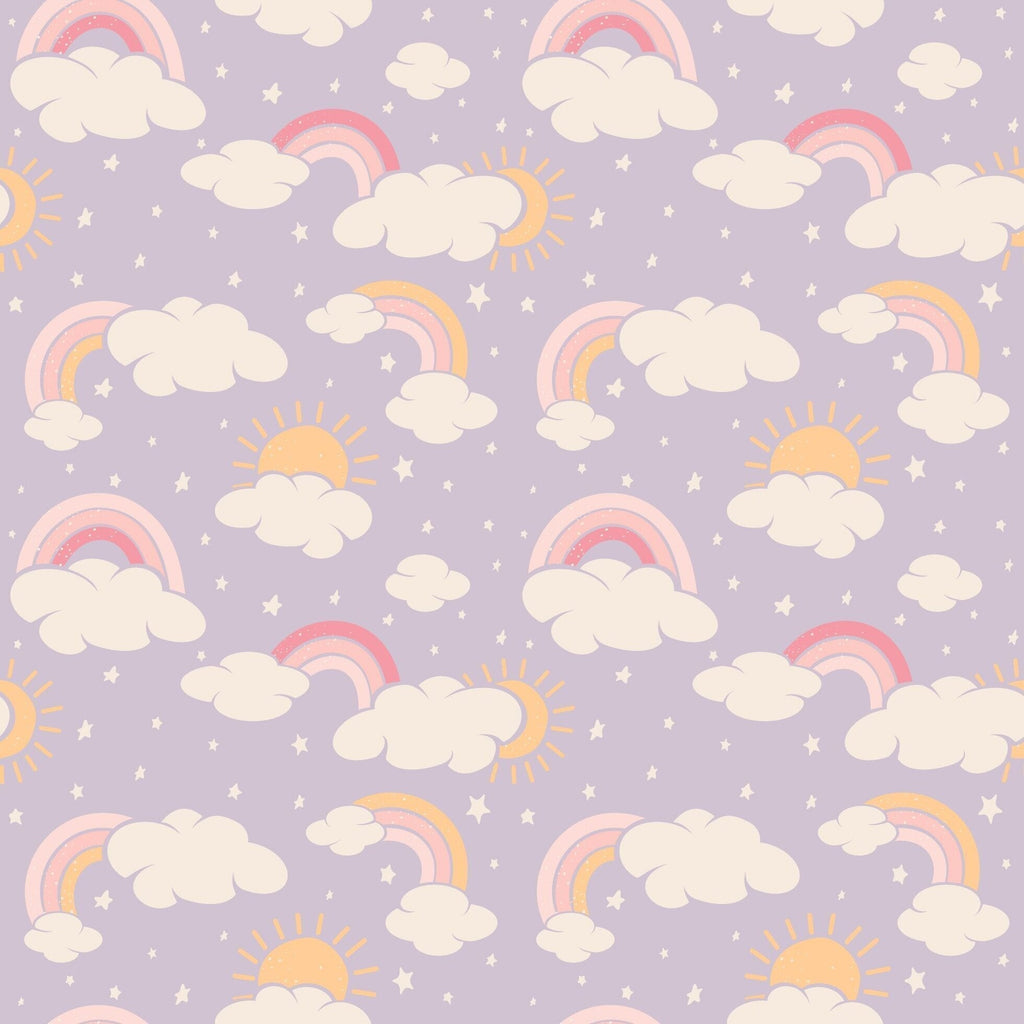 Lavender Rainbows and Clouds Zipper Footie